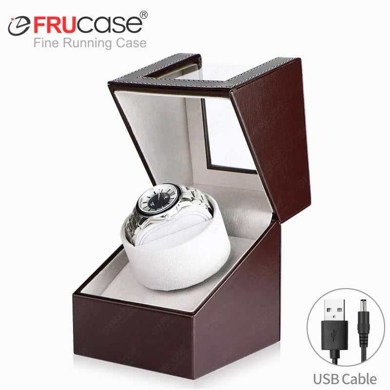 FRUCASE PU Automatic Watch Winder Box with 2 Rotation Modes, Stackable Design