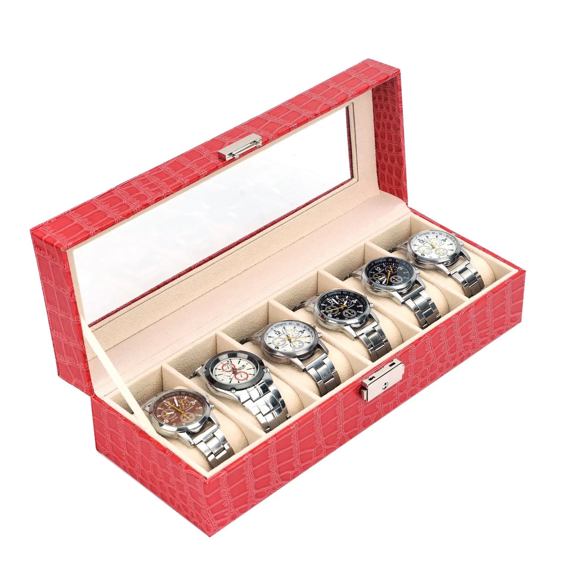 Crocodile Leather Watch Display Box Mechanical Watch Storage Organizer Case