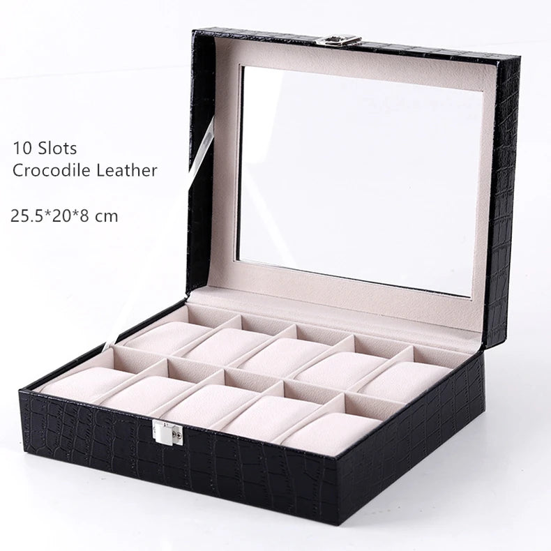 Crocodile Leather Watch Display Box Mechanical Watch Storage Organizer Case