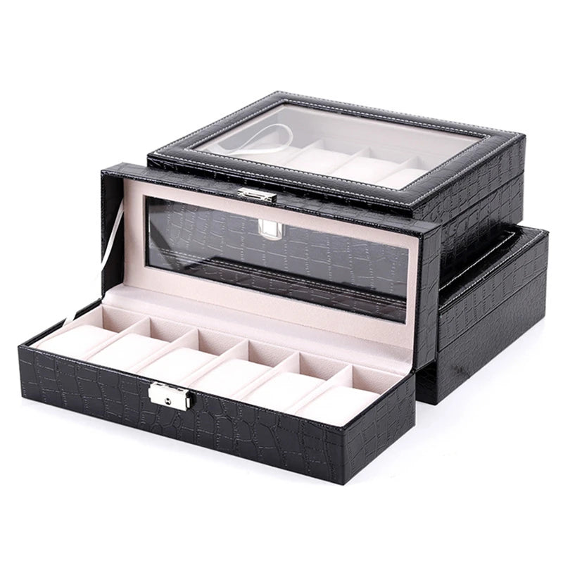 Crocodile Leather Watch Display Box Mechanical Watch Storage Organizer Case
