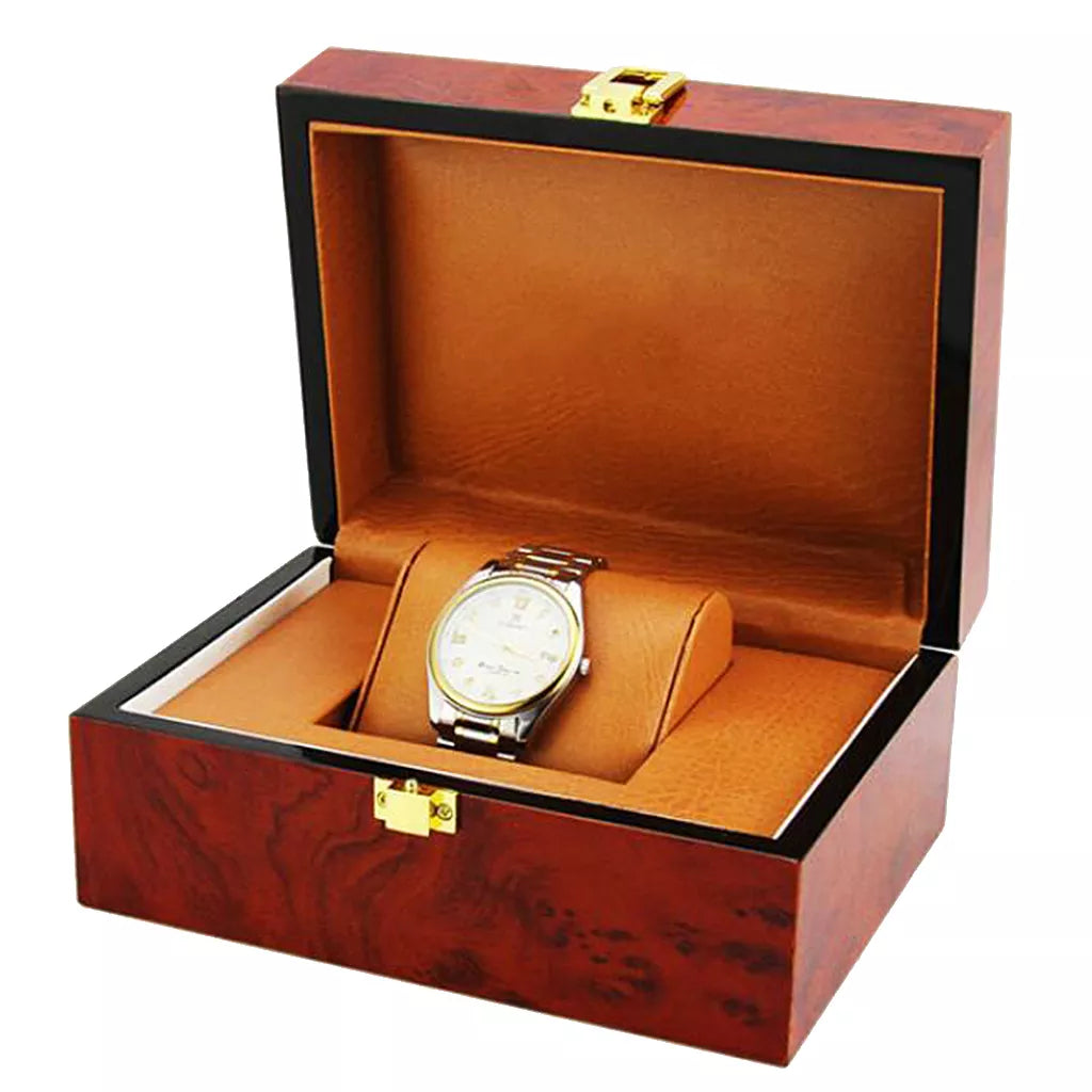 Luxury Wooden Watch & Jewelry Storage Box with Cushion Interior Lock Clasp