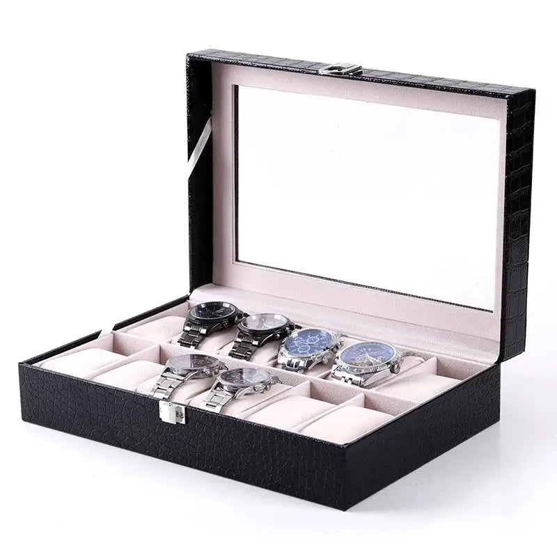 Crocodile Leather Watch Display Box Mechanical Watch Storage Organizer Case