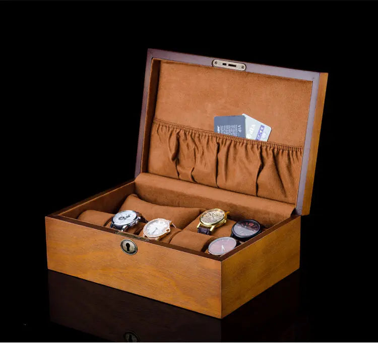 10-Slot Solid Wood Watch Box Luxury Men’s Watch Organizer Display Gift Case