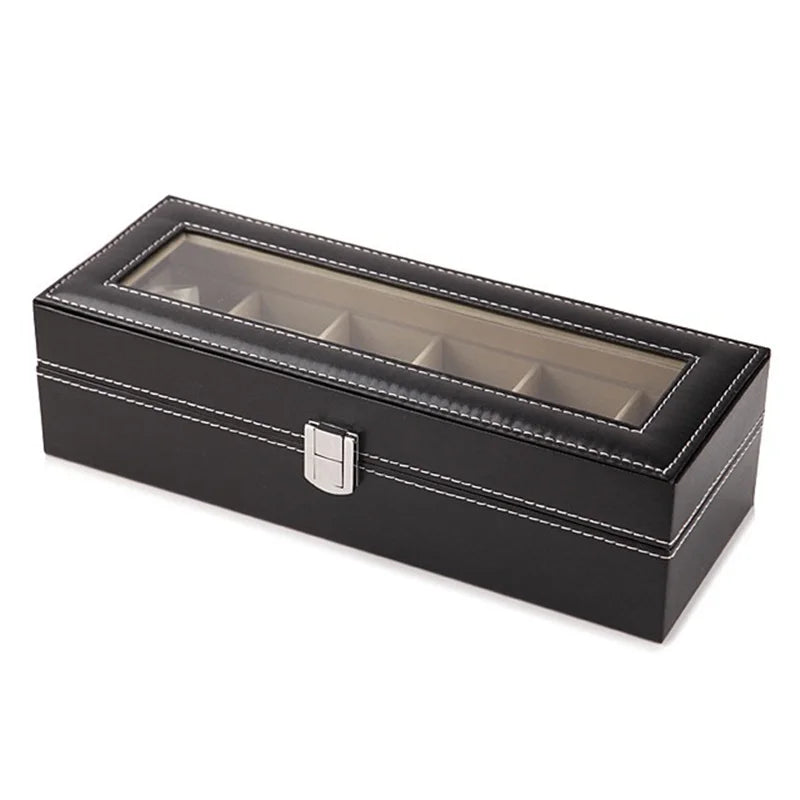 Leather Watch Case Storage Box 2–12 Slots Men’s Watch Organizer Display