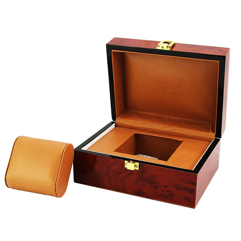 Luxury Wooden Watch & Jewelry Storage Box with Cushion Interior Lock Clasp