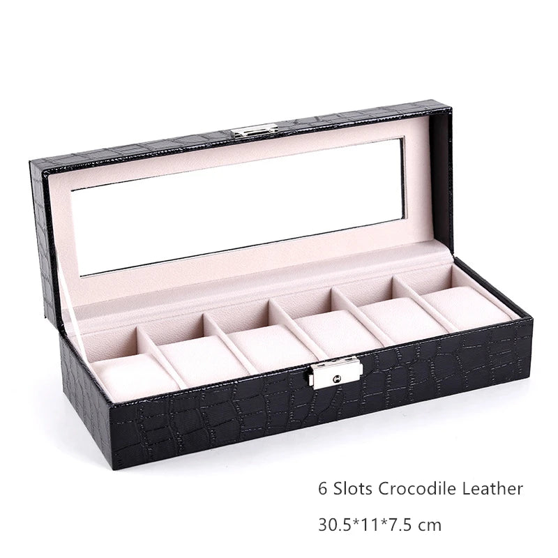 Crocodile Leather Watch Display Box Mechanical Watch Storage Organizer Case
