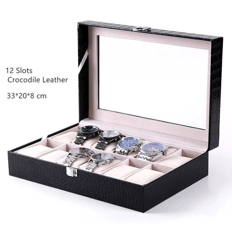 Crocodile Leather Watch Display Box Mechanical Watch Storage Organizer Case