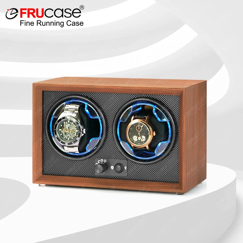 FRUCASE Double Automatic Watch Winder Box USB Powered 2+0 Slots