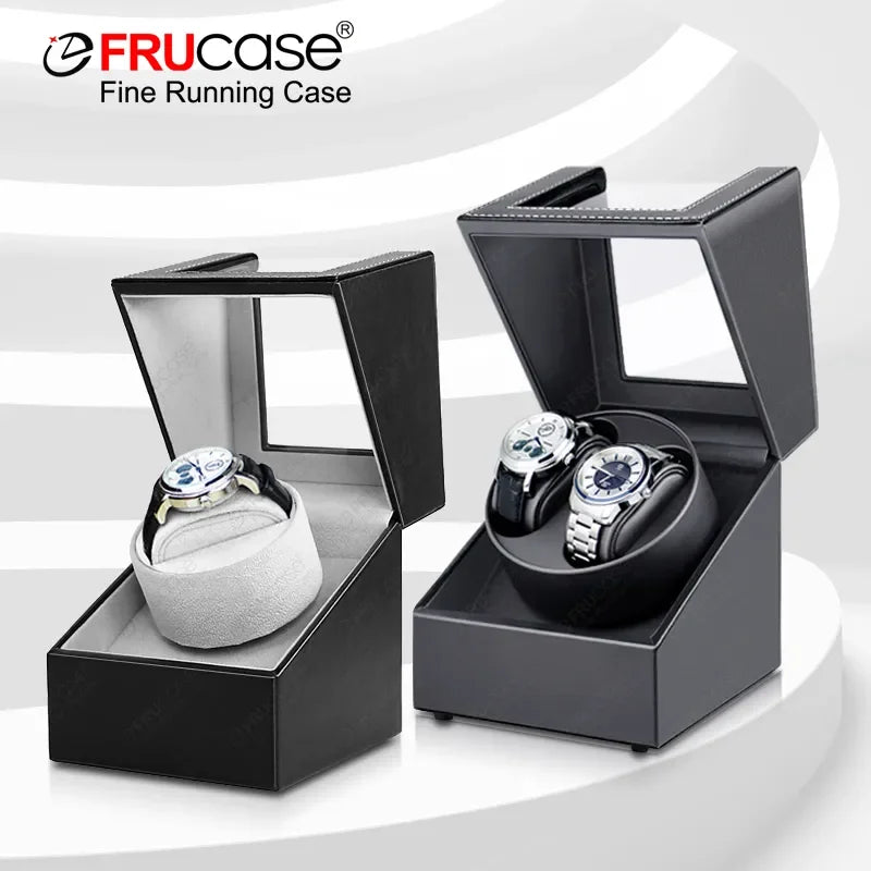 FRUCASE PU Automatic Watch Winder Box with 2 Rotation Modes, Stackable Design