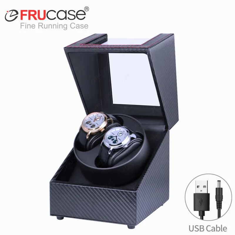 FRUCASE PU Automatic Watch Winder Box with 2 Rotation Modes, Stackable Design