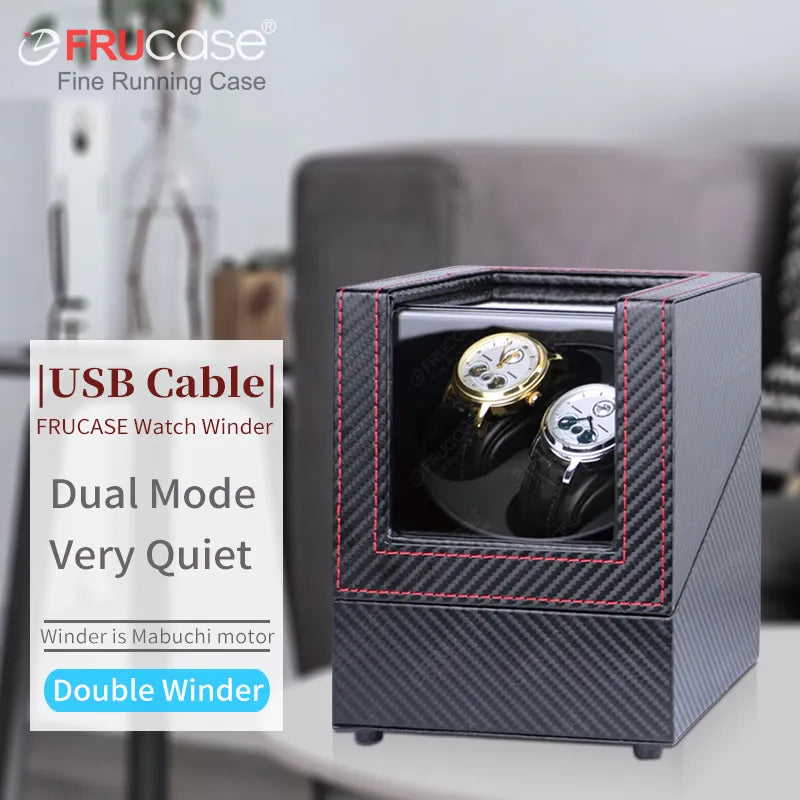 FRUCASE PU Automatic Watch Winder Box with 2 Rotation Modes, Stackable Design