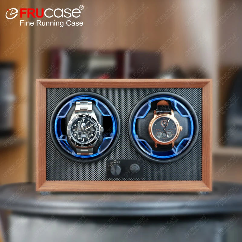 FRUCASE Double Automatic Watch Winder Box USB Powered 2+0 Slots