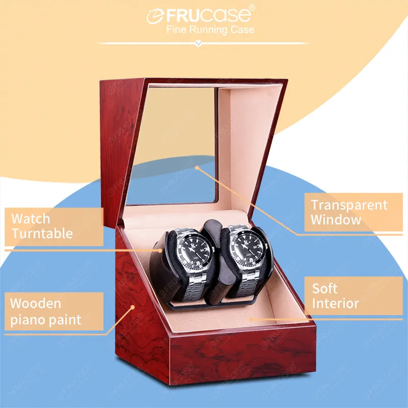 FRUCASE Double Watch Winder for Automatic Watches Watch Box USB Charging 2+0