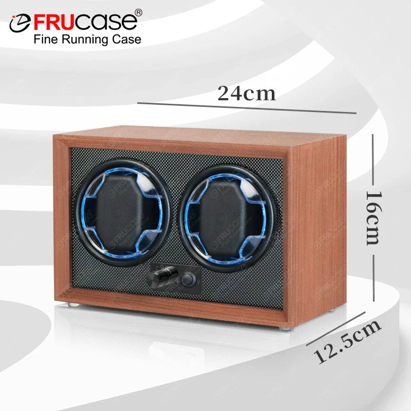 FRUCASE Double Automatic Watch Winder Box USB Powered 2+0 Slots