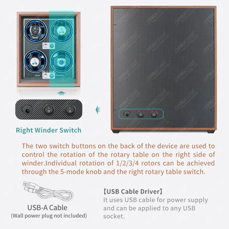 UTHAI U01 Black Mechanical Watch Winder Box Motor Shaker Display Organizer