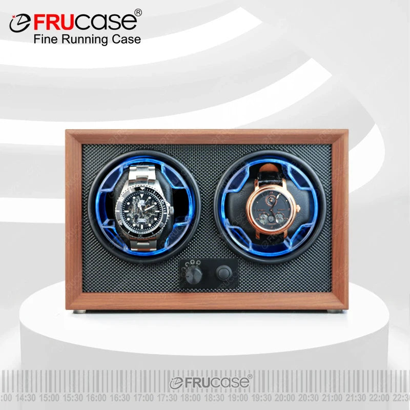 FRUCASE Double Automatic Watch Winder Box USB Powered 2+0 Slots