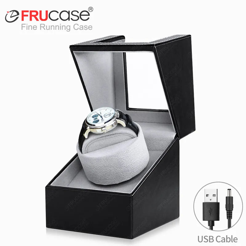 FRUCASE PU Automatic Watch Winder Box with 2 Rotation Modes, Stackable Design