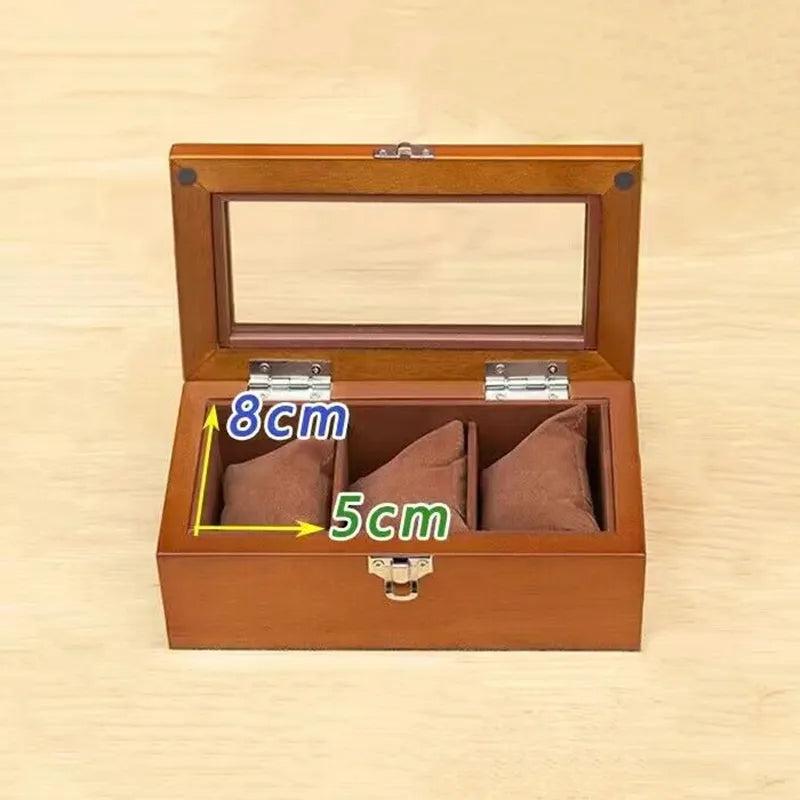 Wooden Watch Box Organizer with Glass Window Luxury Men’s Watch Display Case