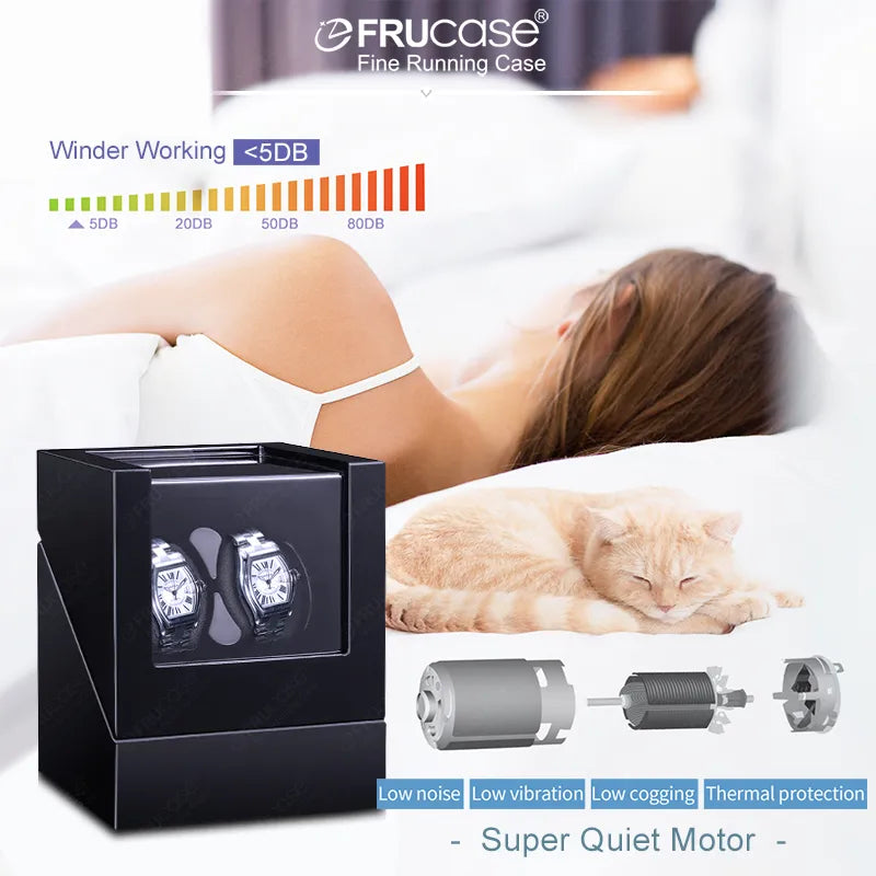FRUCASE Double Watch Winder for Automatic Watches Watch Box USB Charging 2+0