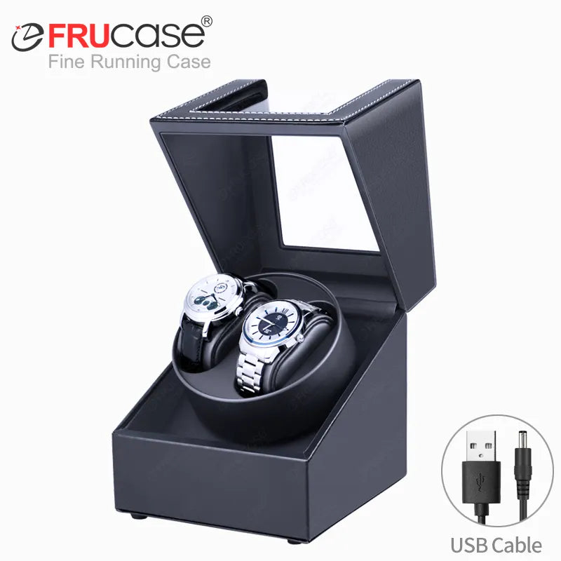 FRUCASE PU Automatic Watch Winder Box with 2 Rotation Modes, Stackable Design