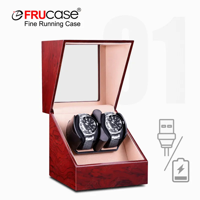 FRUCASE Double Watch Winder for Automatic Watches Watch Box USB Charging 2+0