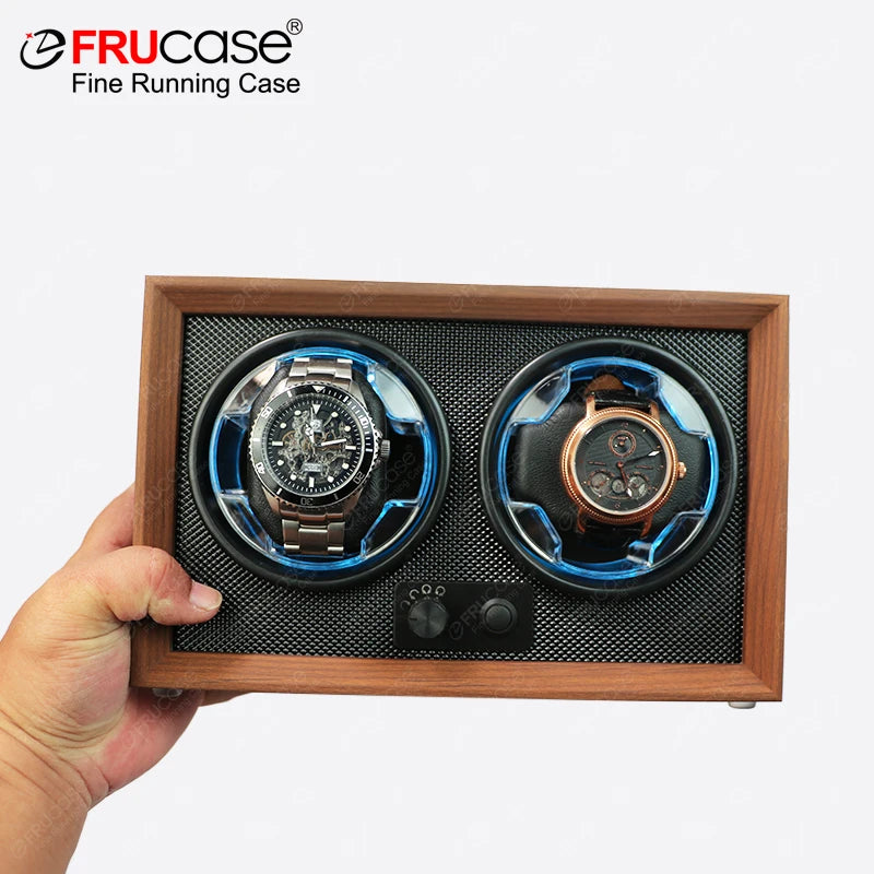 FRUCASE Double Automatic Watch Winder Box USB Powered 2+0 Slots