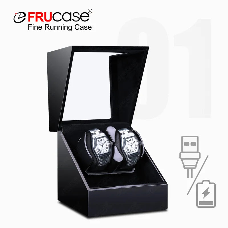 FRUCASE Double Watch Winder for Automatic Watches Watch Box USB Charging 2+0