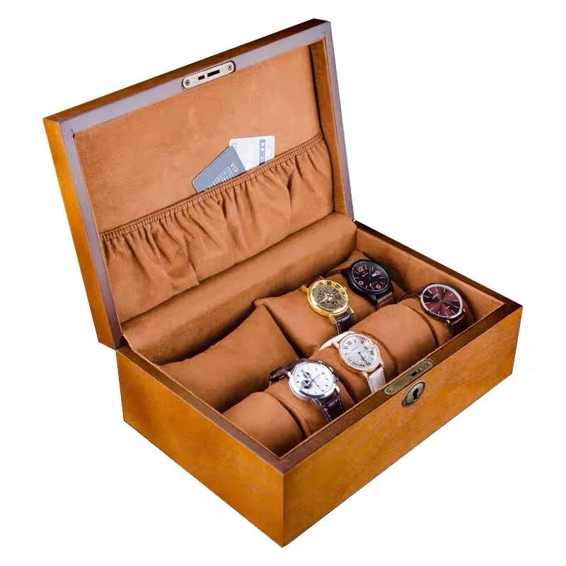 10-Slot Solid Wood Watch Box Luxury Men’s Watch Organizer Display Gift Case