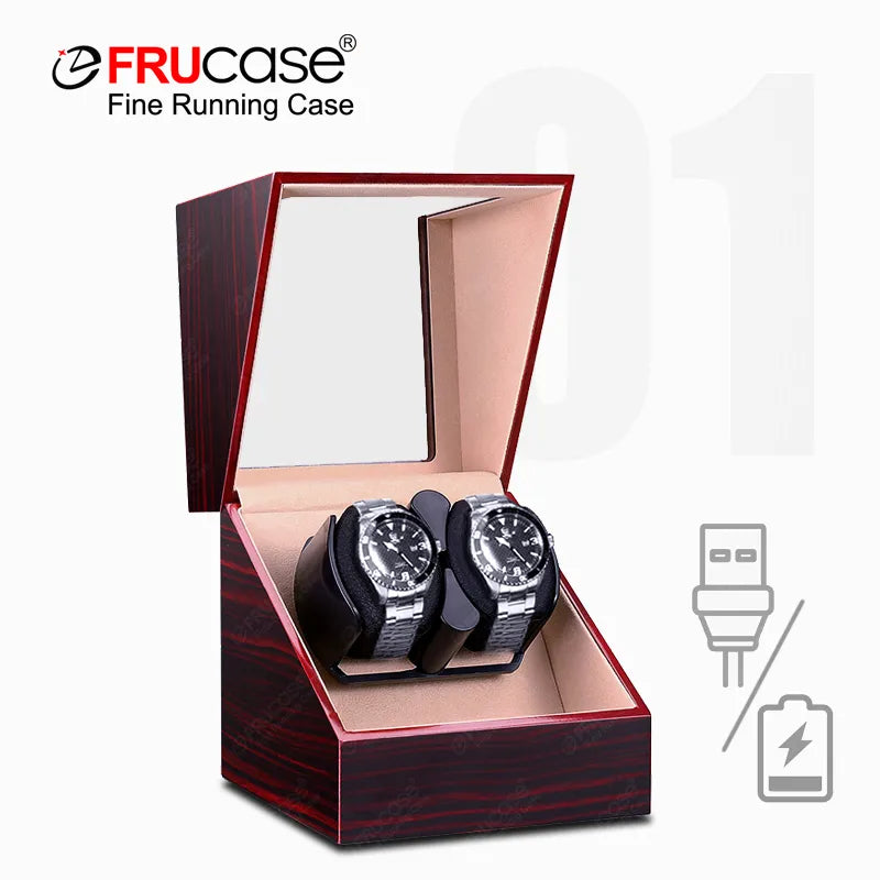 FRUCASE Double Watch Winder for Automatic Watches Watch Box USB Charging 2+0